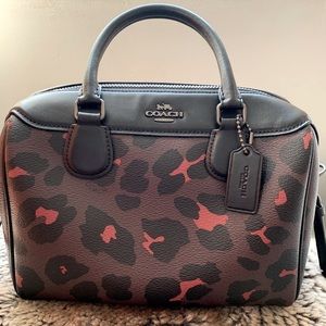 Purple Leopard Print Coach Mini Bennett Bag